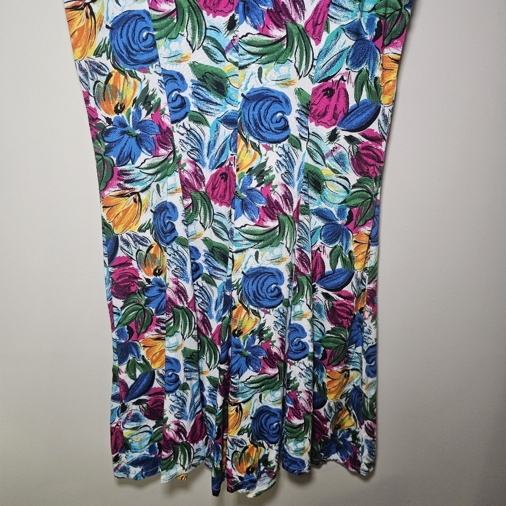Jennie Brooke Vintage 90s Floral Sleeveless Tie-Front Romper Painterly Print - Picture 13 of 17
